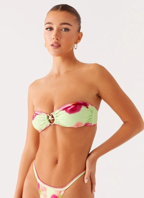 Laurel Bikini Top - Green Tropical Pool Fun No Ride Up Design