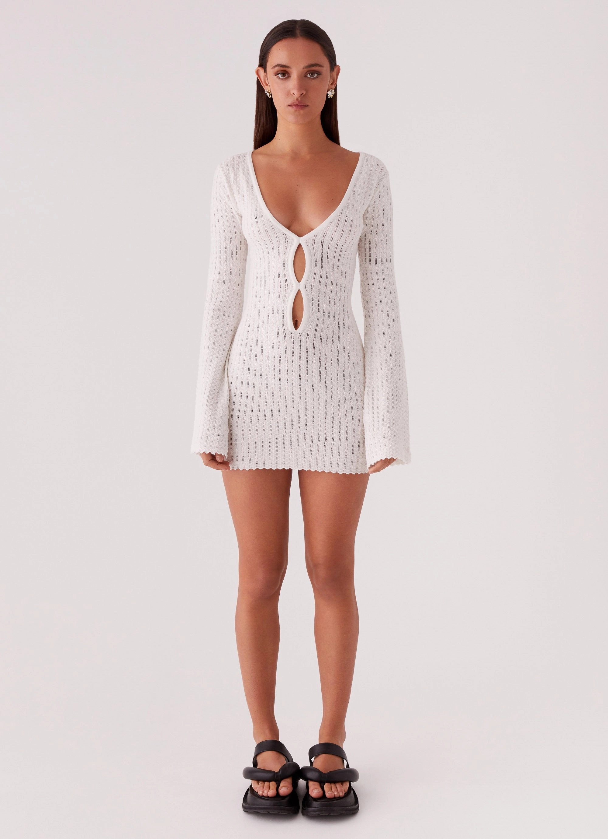 Trendy Everyday Lavelle Knit Mini Dress - Ivory
