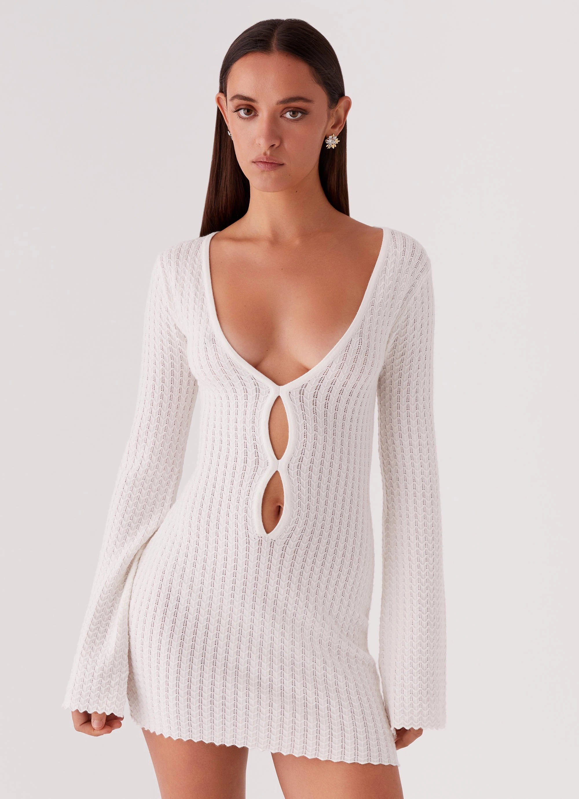 Lavelle Knit Mini Dress - Ivory Guest Shine Casual Essential