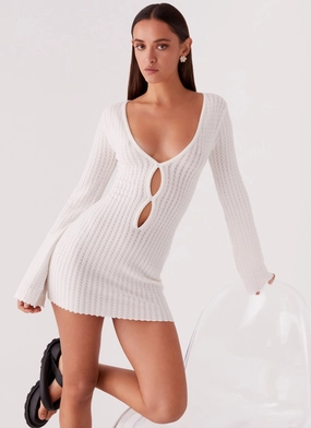 Lavelle Knit Mini Dress - Ivory Garden-Party