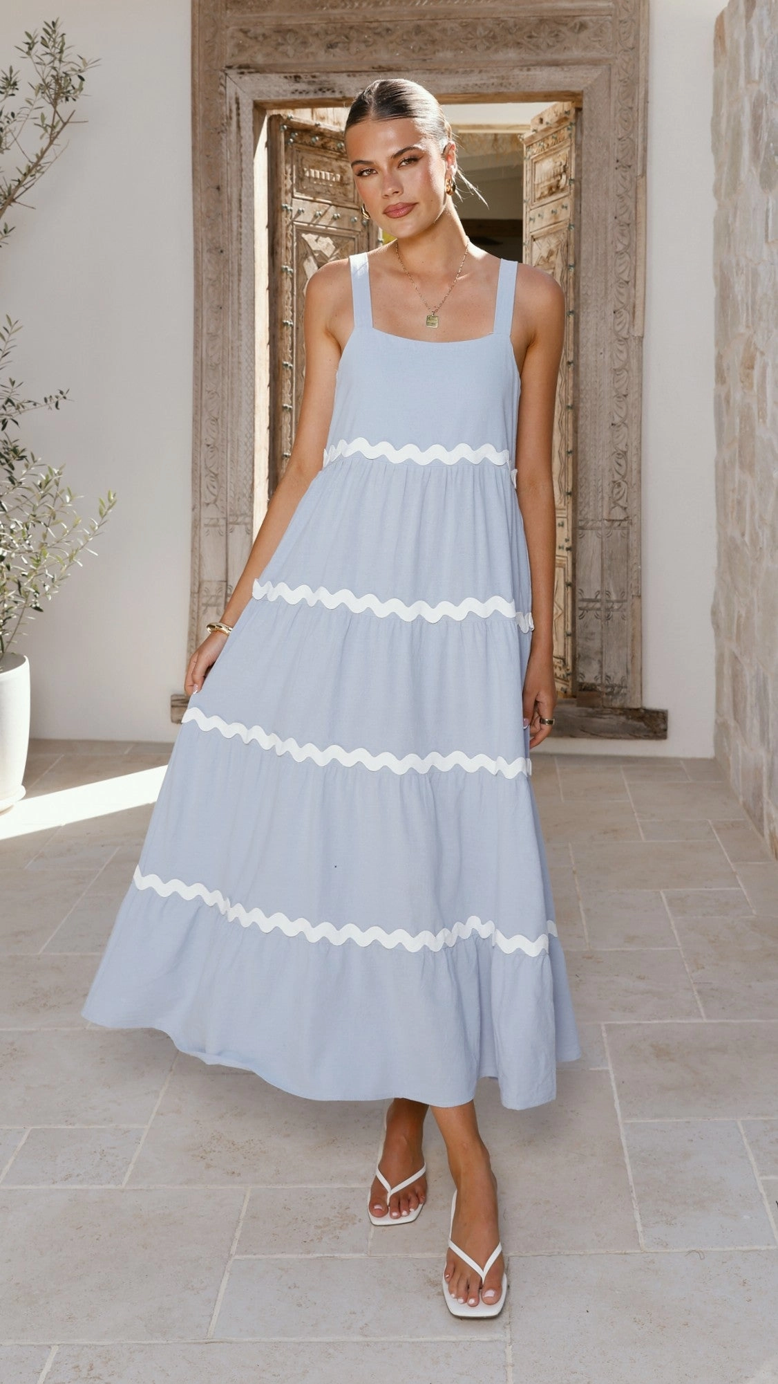 Love Soft Lavina Maxi Dress - Blue/White