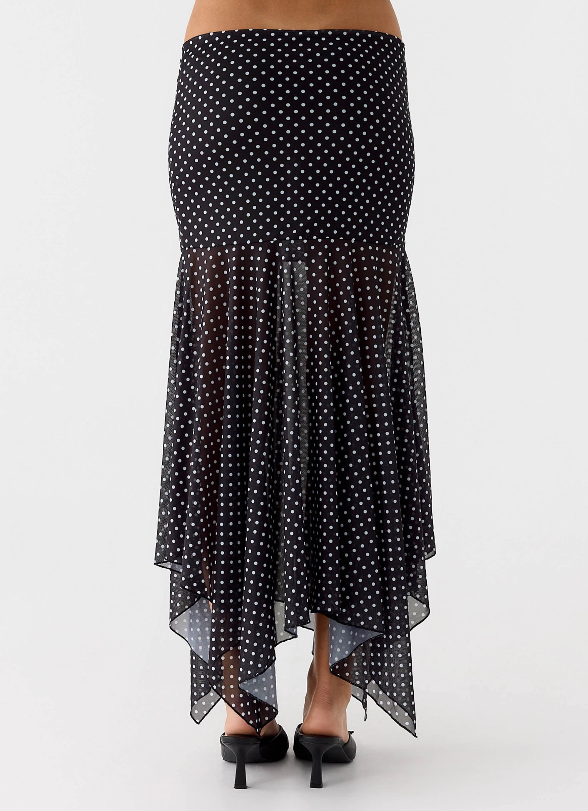 Buffy Maxi Skirt - Black Polkadot Laidback Feel