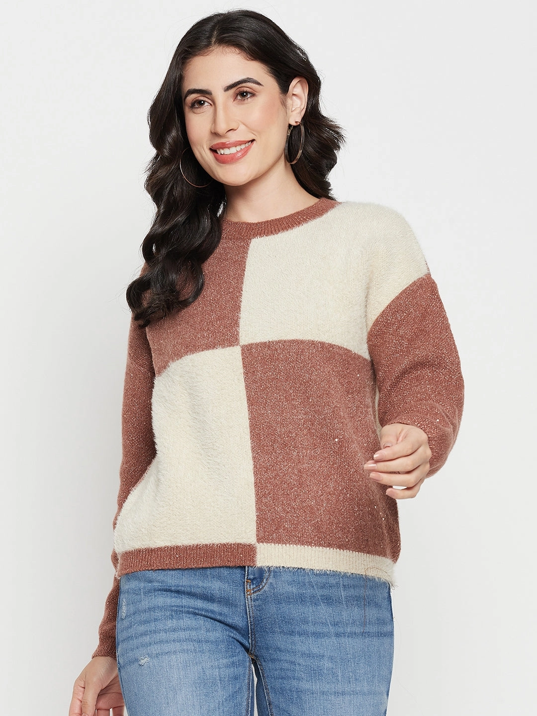 Madame Brown Round Neck Sweater Timeless Layering