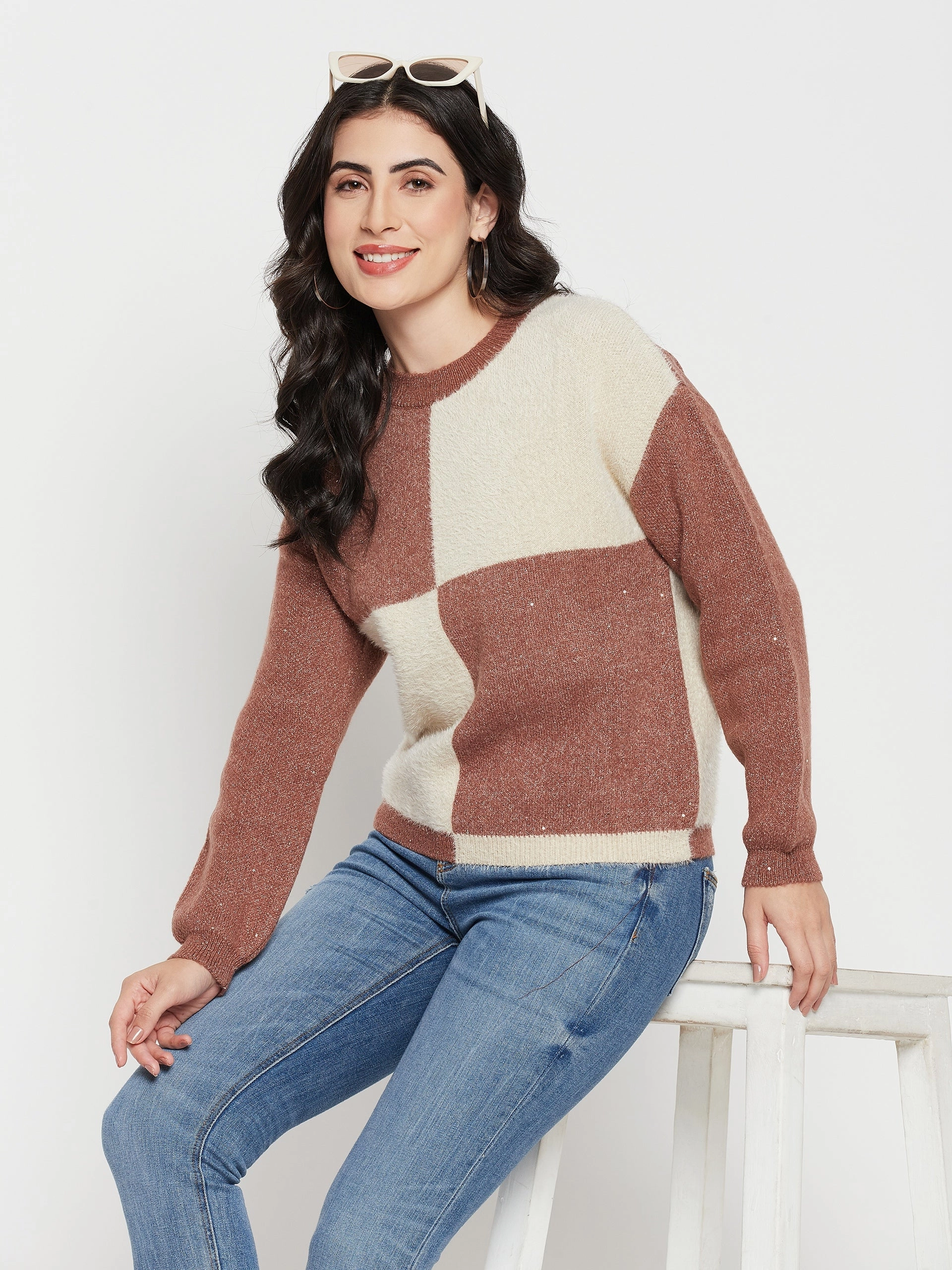 Madame Brown Round Neck Sweater Ultra Soft Merino Blend Sustainable Production Certified
