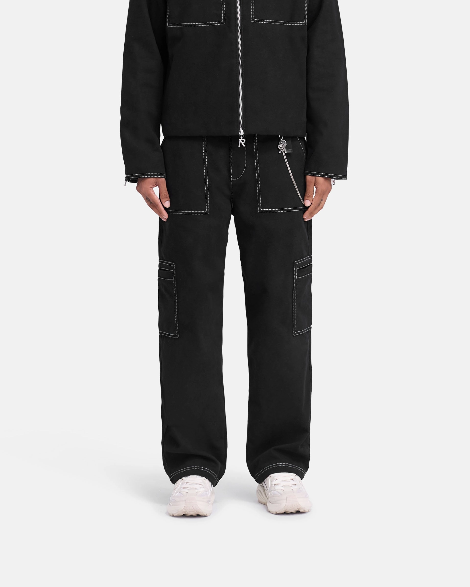 Flattering Design Wear Durable Waistband Contrast Stitch Pant - Jet Black