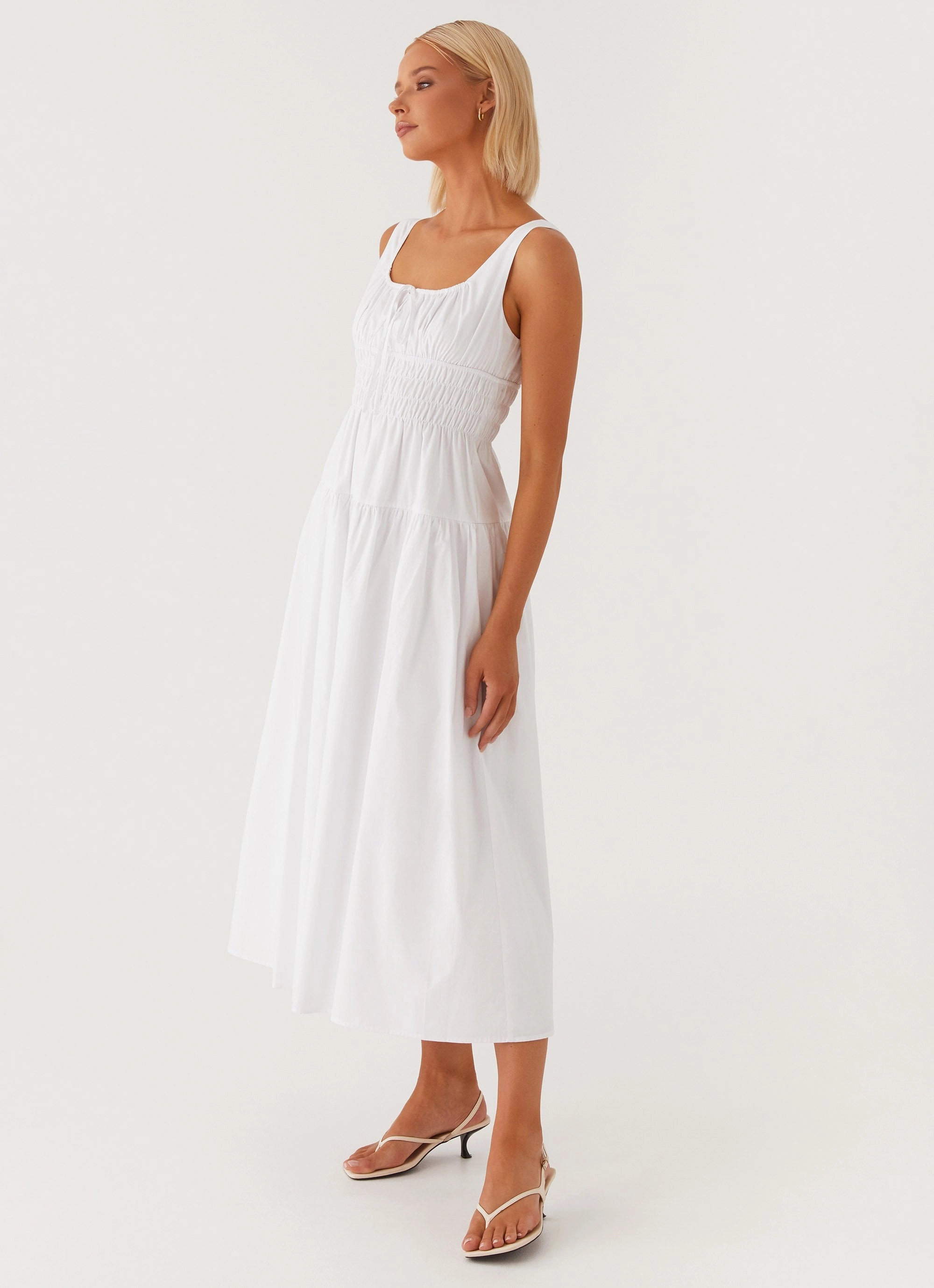 Jacintha Midi Dress - White Seasonal Must-Have Brunch Glow