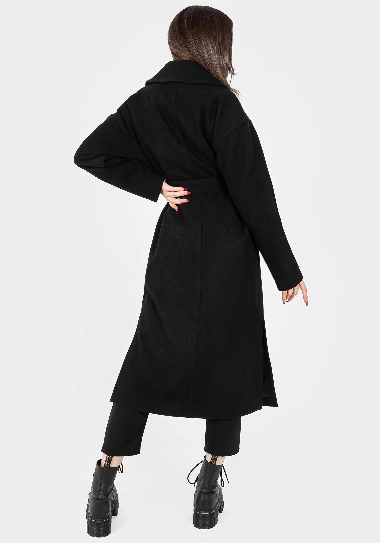 Weatherproof Barrier Fur Trim Meltdown Oversized Coat with Brooch - Black