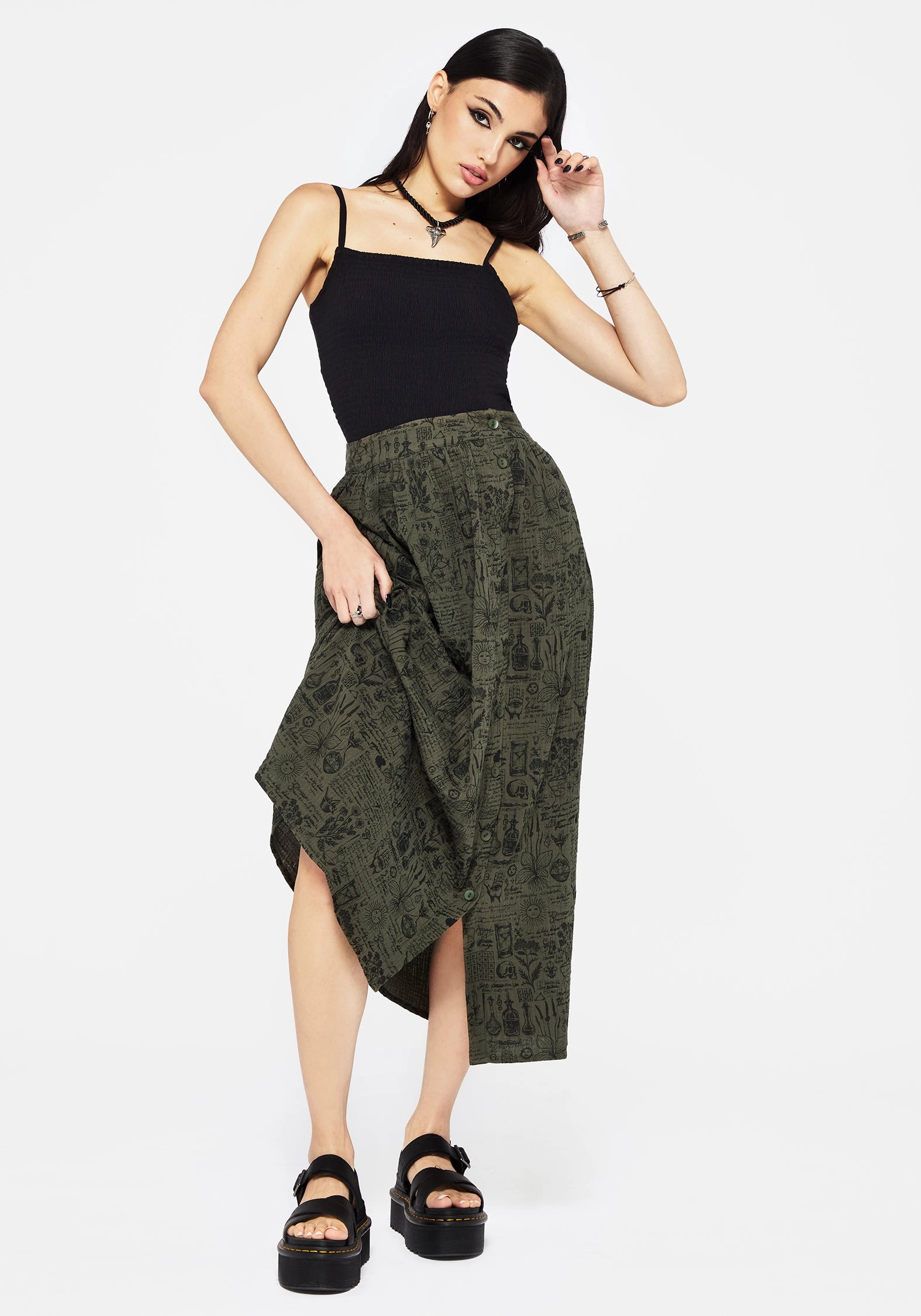 Taddea Cotton Side Button Up Maxi Skirt birthday party