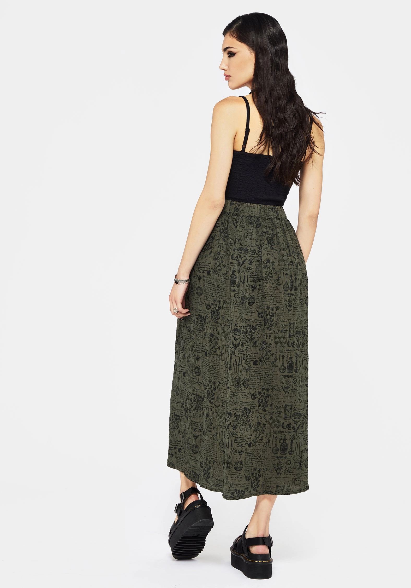 Breathable Taddea Cotton Side Button Up Maxi Skirt