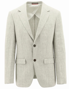 Lazio Sand Linen Sports Jacket Stand Collar