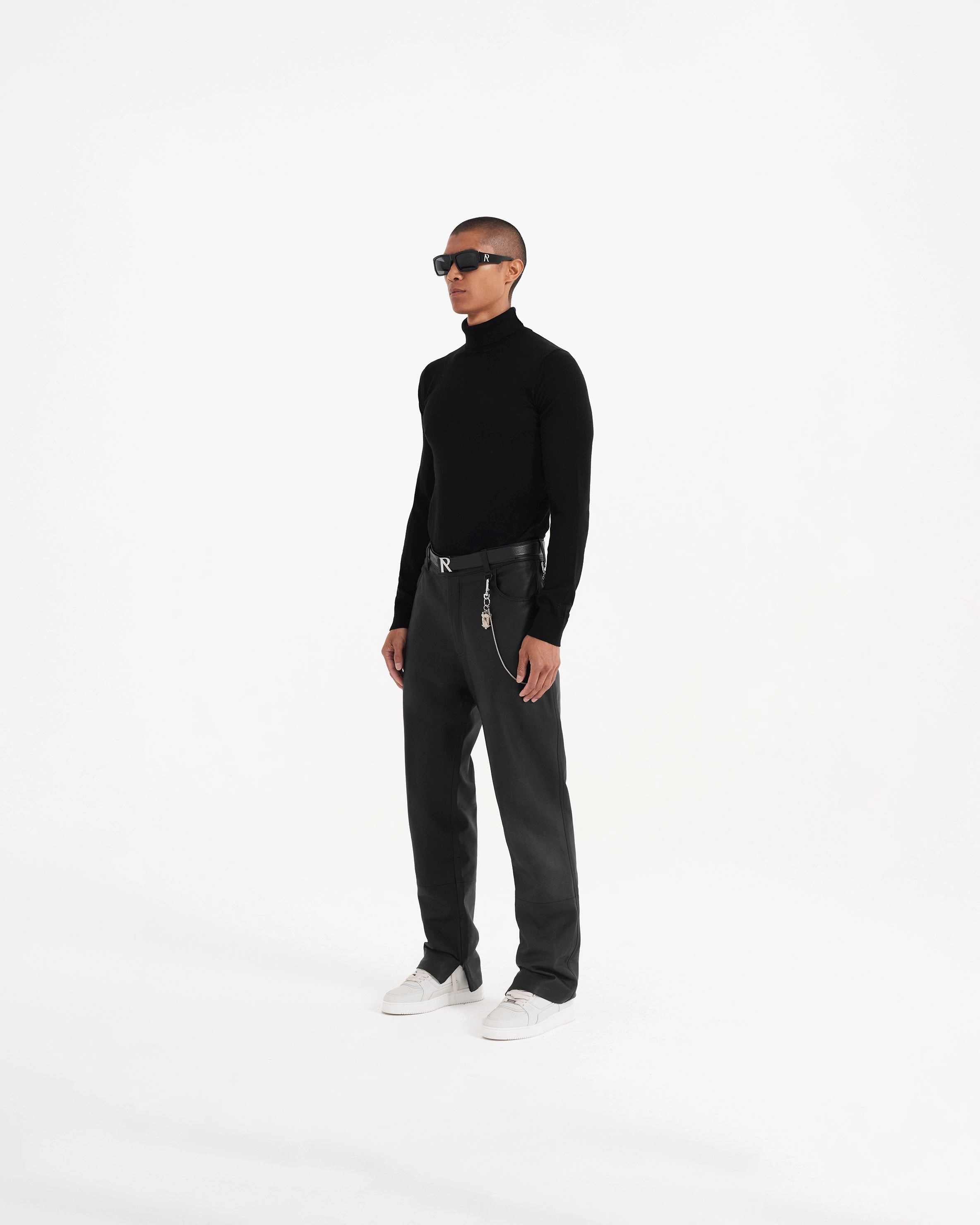 Leather Tailored Pant - Black Vintage Wash