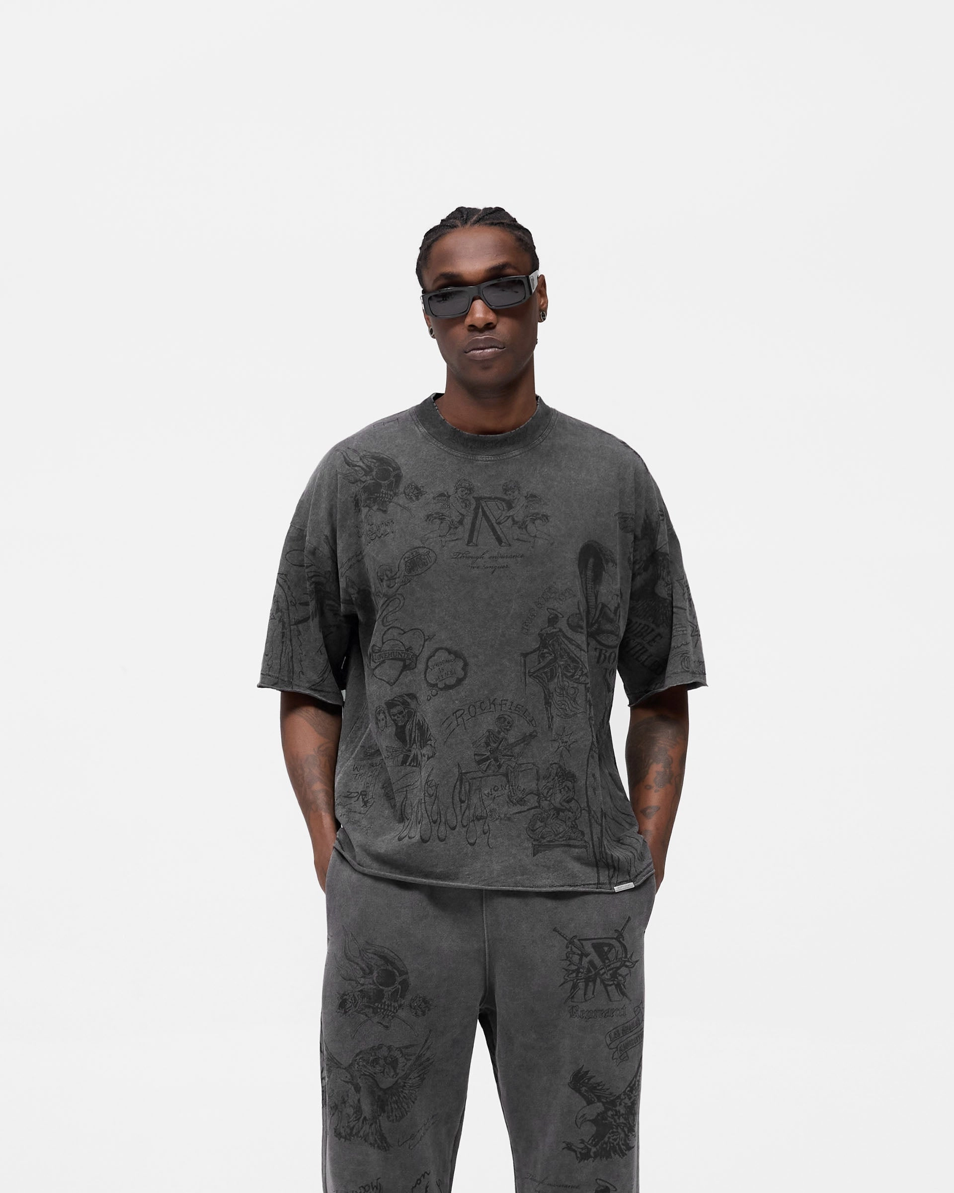 athletic style Layered Neckline Legacy T-Shirt - Vintage Grey