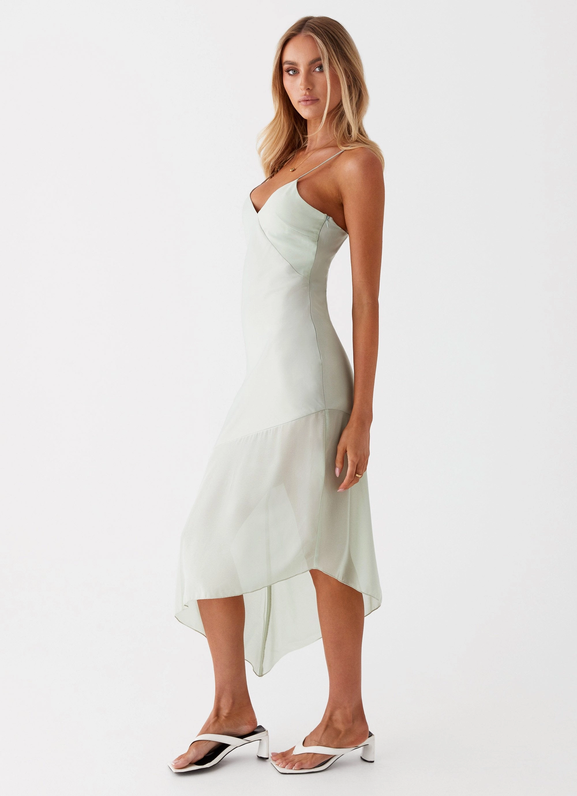 Korean Mood Soft Glide Leia Midi Dress - Sage