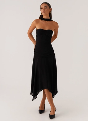 Premium Look Perfect Layers Leto Chiffon Midi Dress - Black