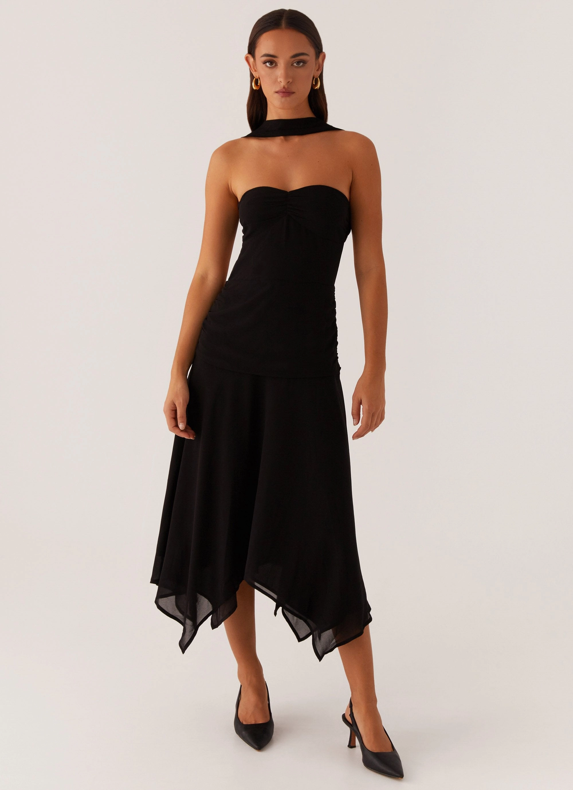Leto Chiffon Midi Dress - Black Autumn Ready Kind Light