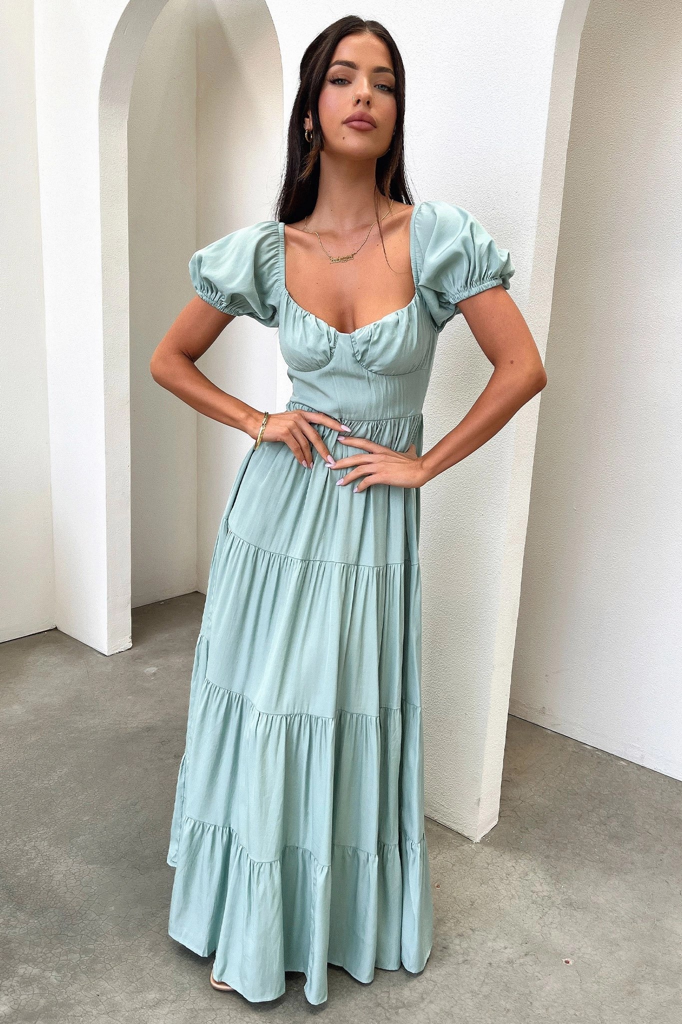 Levona Maxi Dress - Sage Edge Detail
