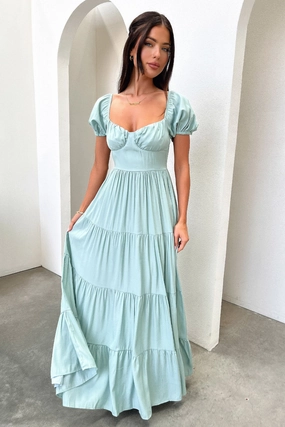 Levona Maxi Dress - Sage Sunset Hour