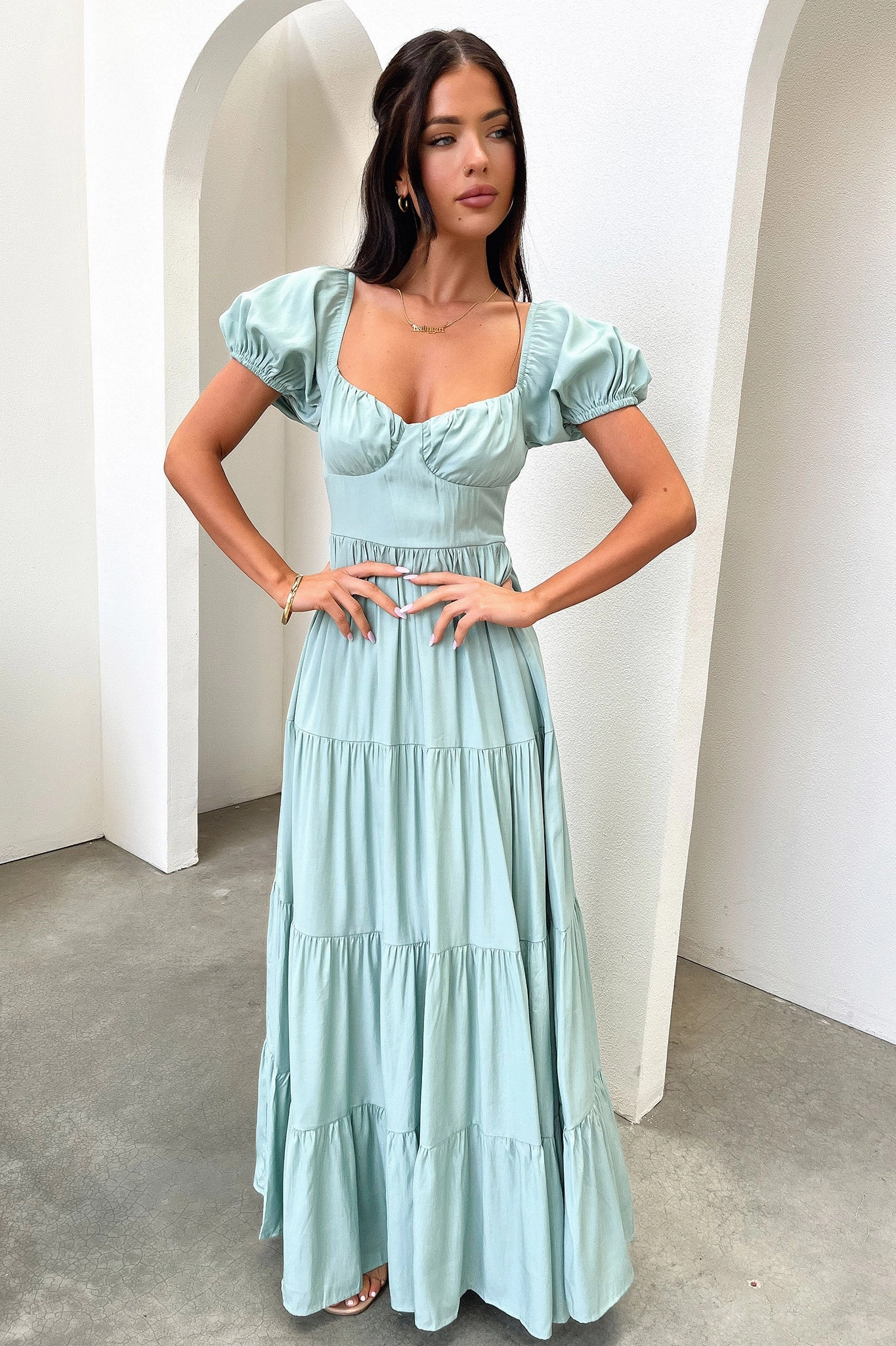 Effortless Comfort Flattering Design Wear Levona Maxi Dress - Sage