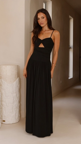 Smart Cut Edgy-Look Libertine Maxi Dress - Black