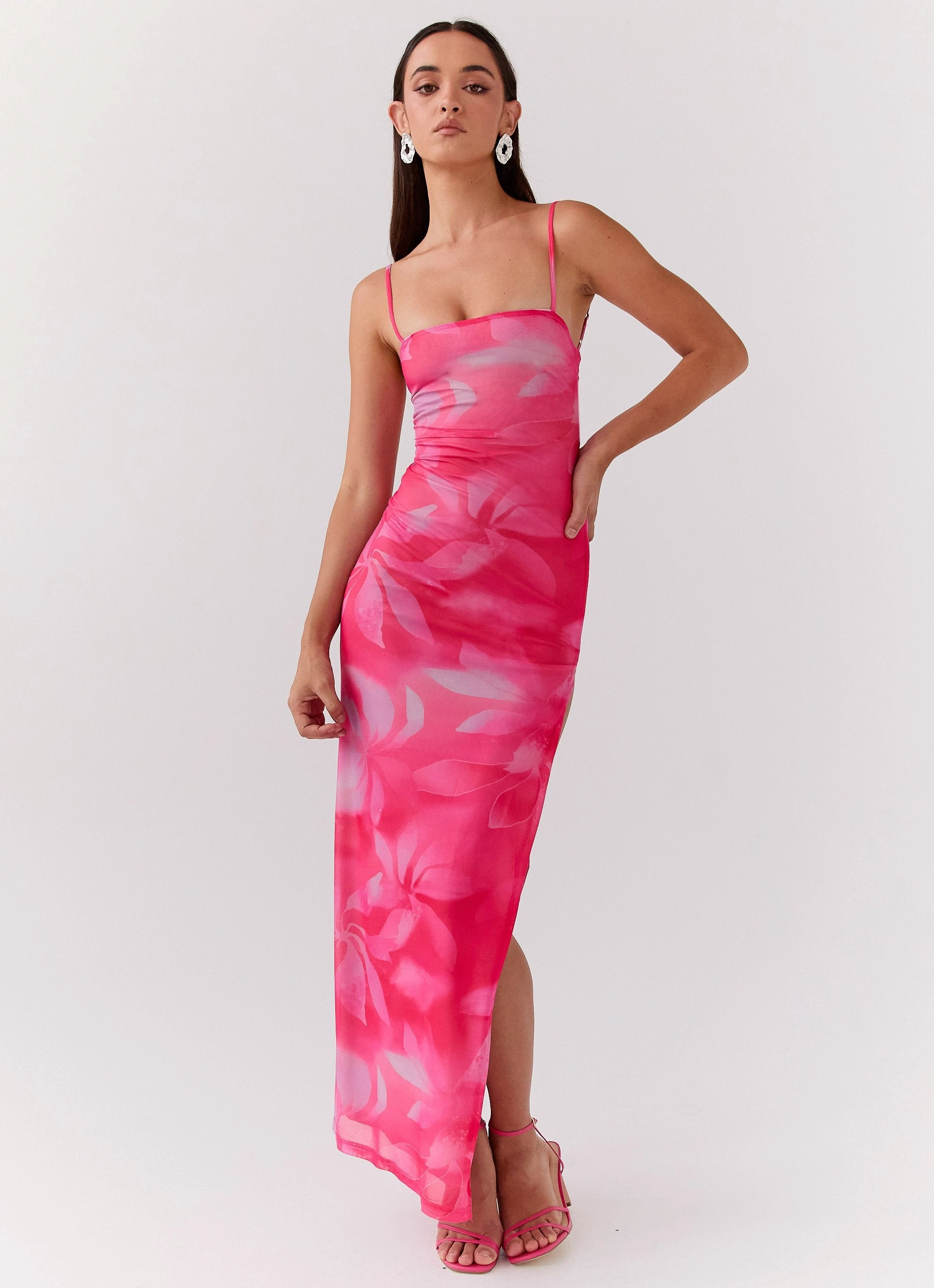 Life In Pink Maxi Dress - Abstract Bloom Clean Touch