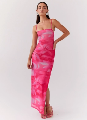 Life In Pink Maxi Dress - Abstract Bloom Clean Touch