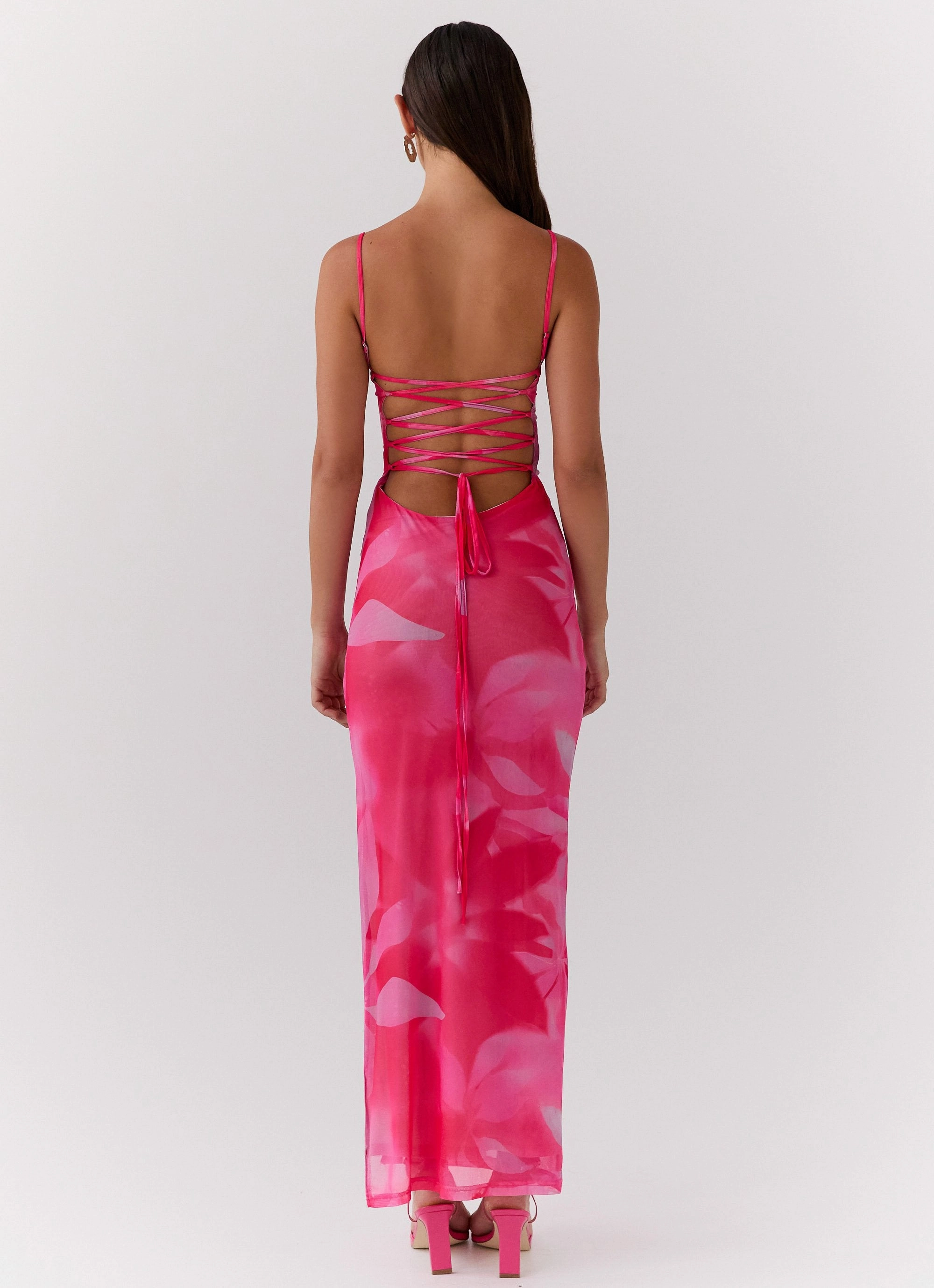 Airy Fit Life In Pink Maxi Dress - Abstract Bloom