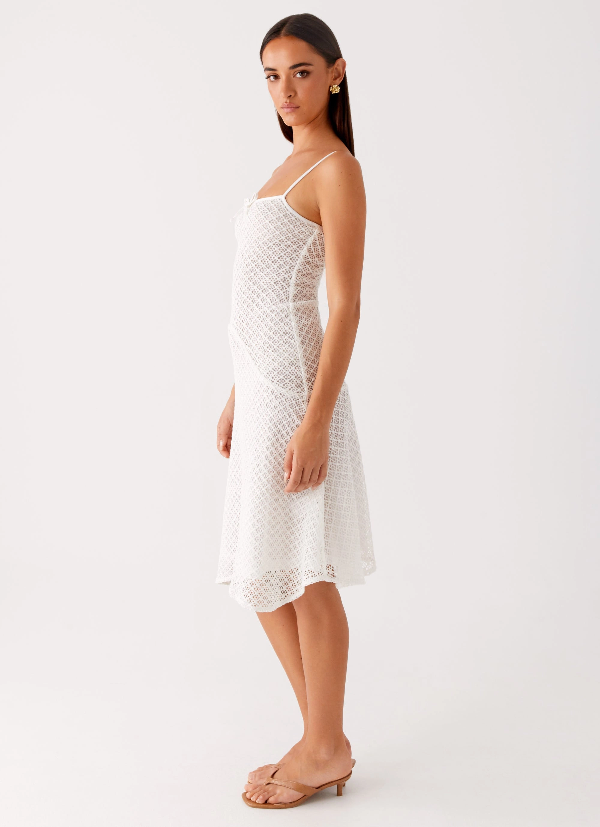 Charming Style Daily Essential Tamar Midi Dress - White