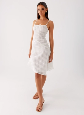 Tamar Midi Dress - White Chic formal attire Compressible