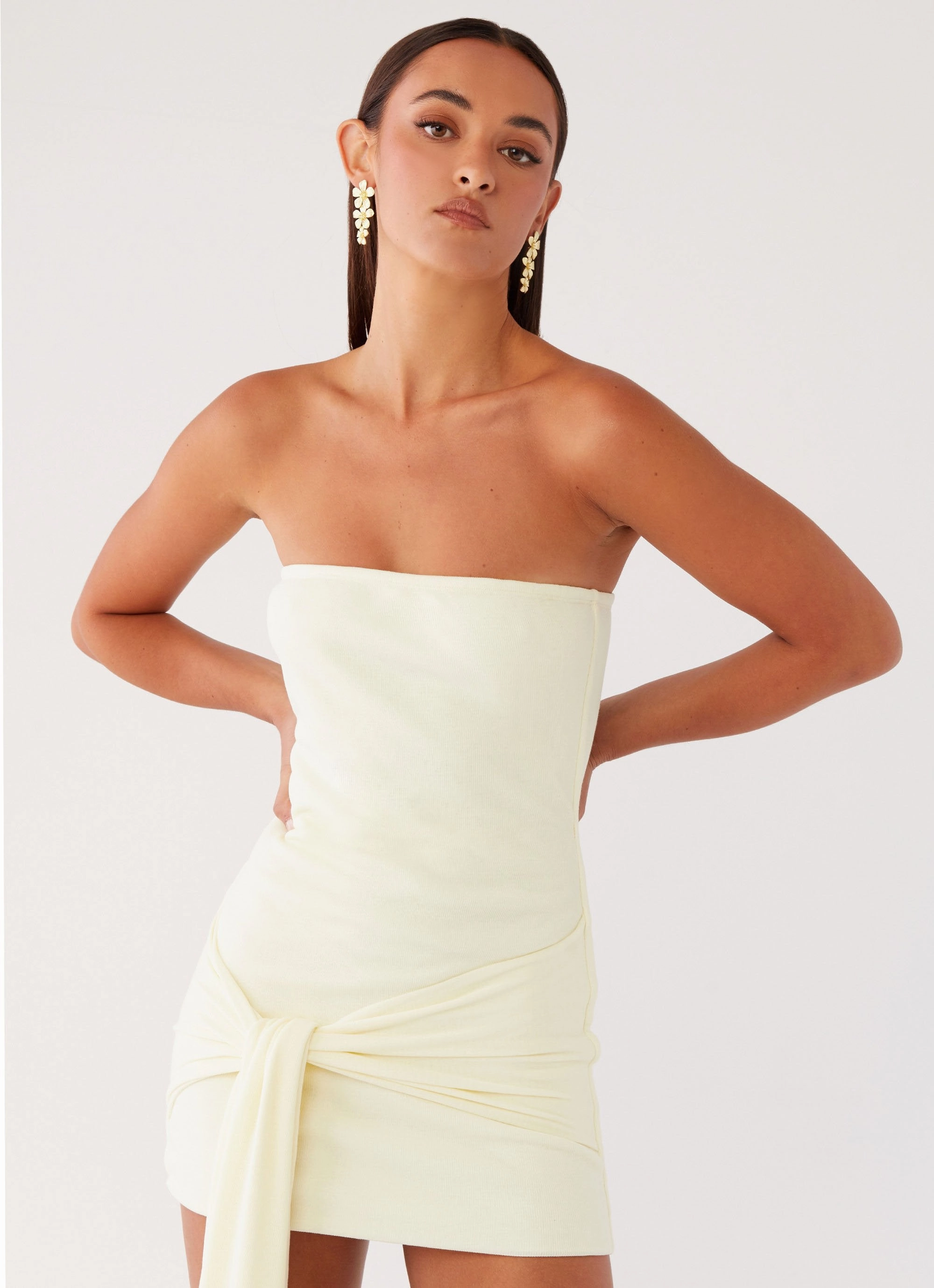 Body Confidence Celebration Wear Eternal Gaze Strapless Wrap Mini Dress - Ivory