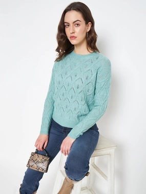 Madame Sea Green Sweater Breathable knit Outdoor Vibe