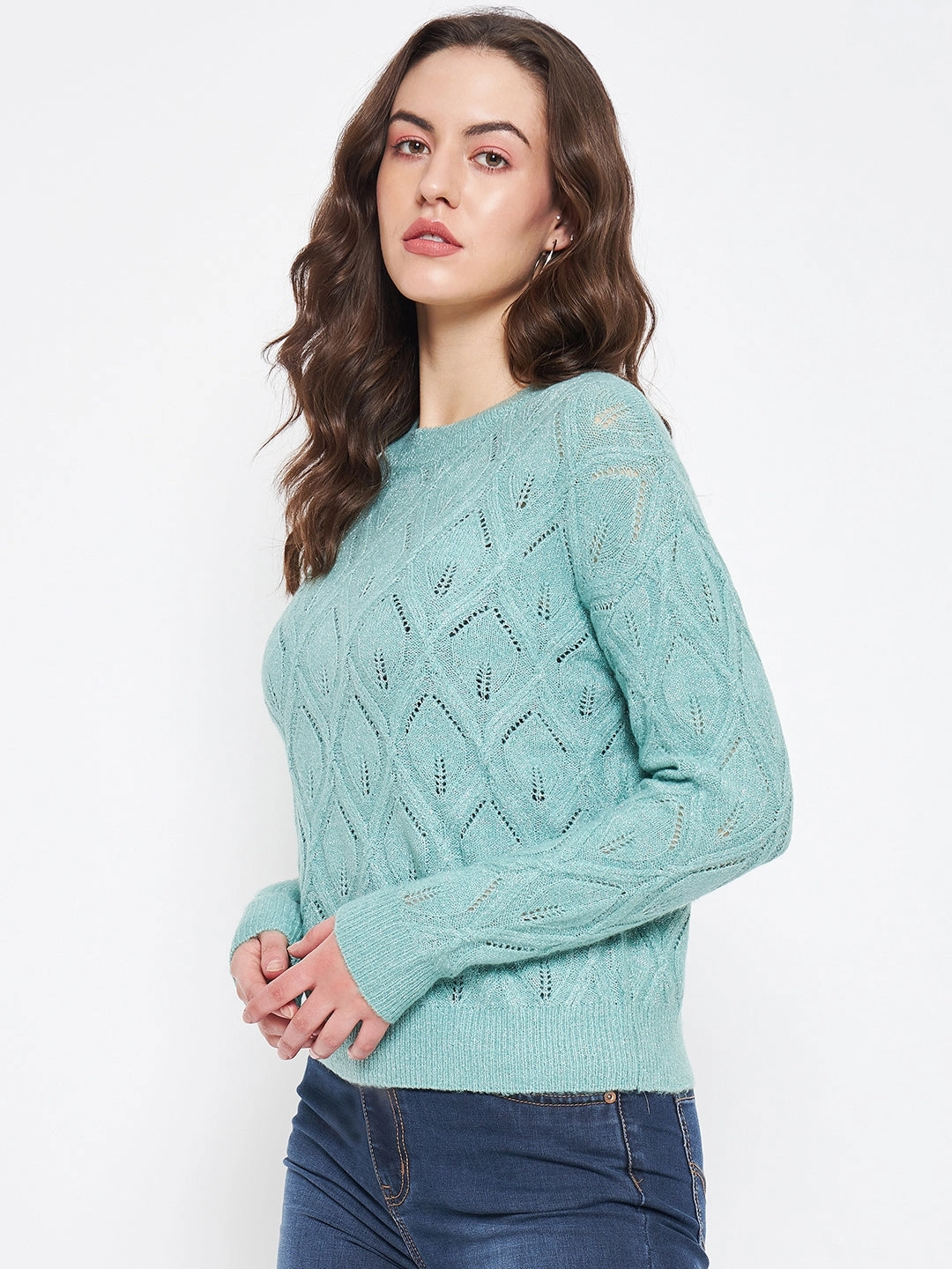 Madame Sea Green Sweater Comfort Flex Fit Cozy Flex Fit
