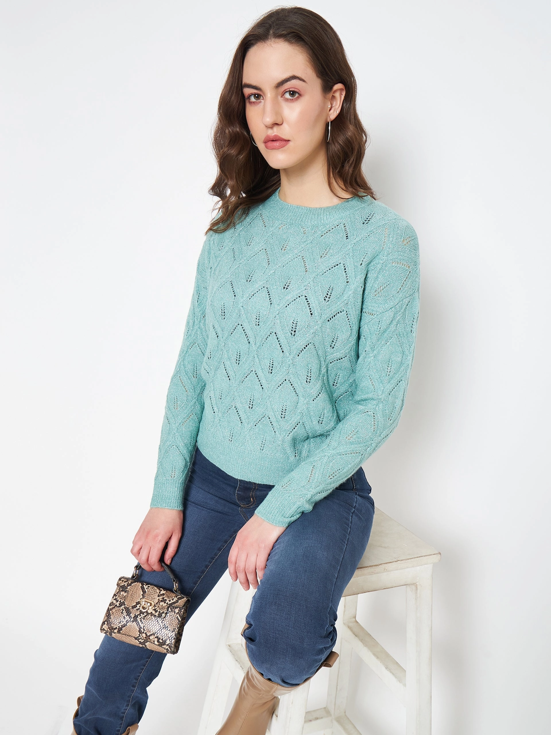 Madame Sea Green Sweater Breathable knit Outdoor Vibe