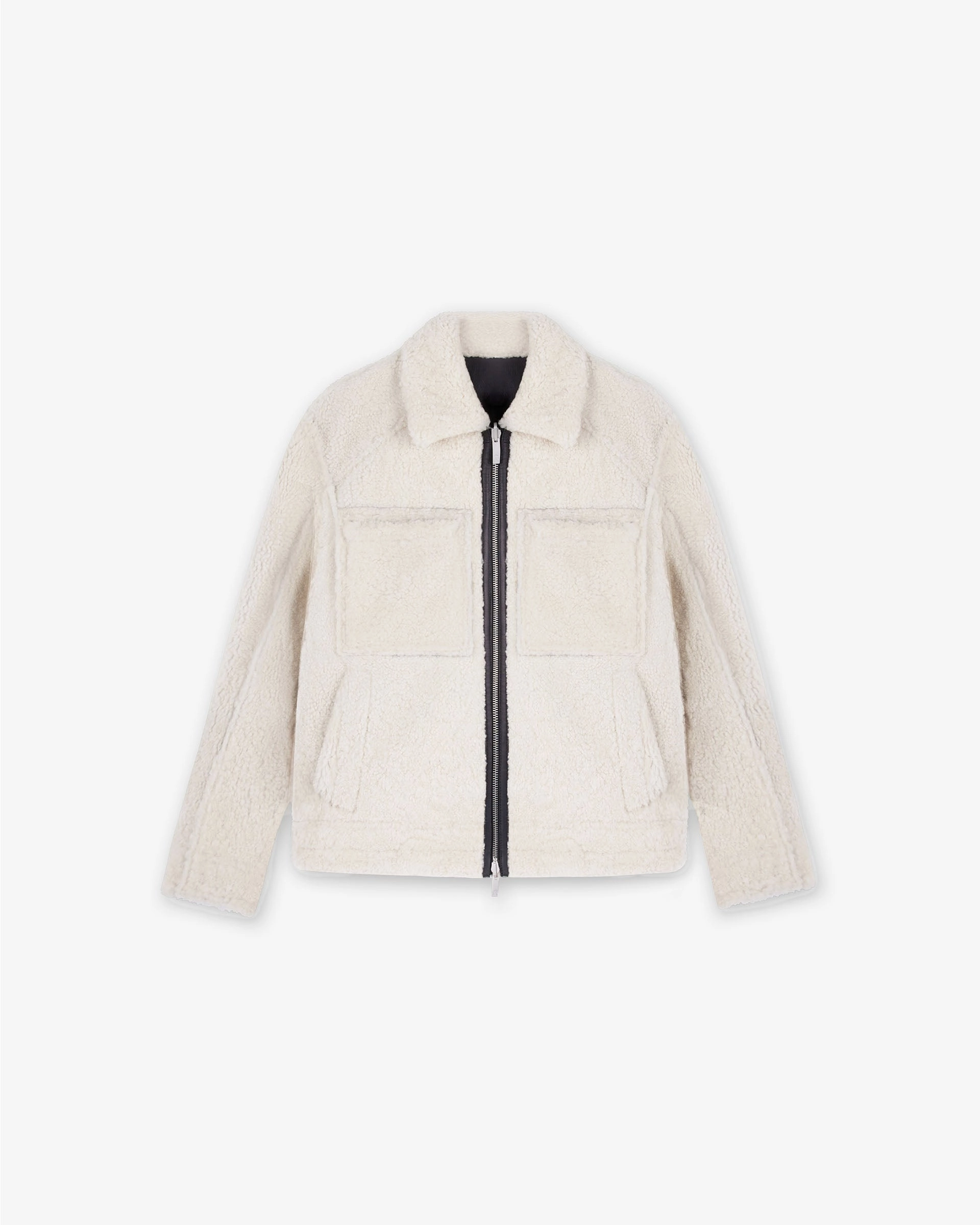 Reversible Shearling Jacket - Black Windproof Hood Low Bulk High Warmth