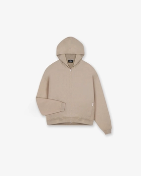 Stylish Layer Initial Zip Hoodie - Dune