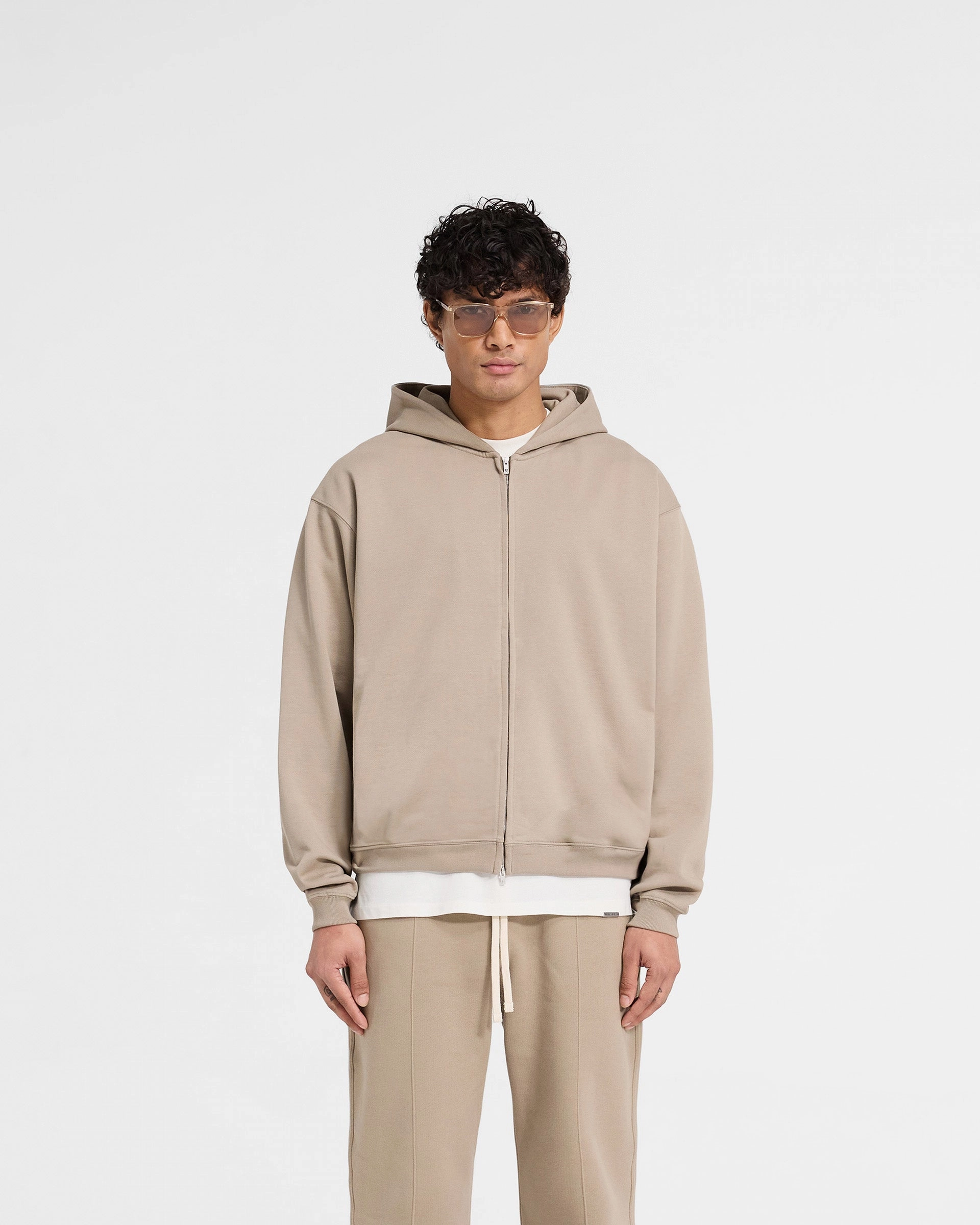 Budget Friendly Giftable Item Initial Zip Hoodie - Dune