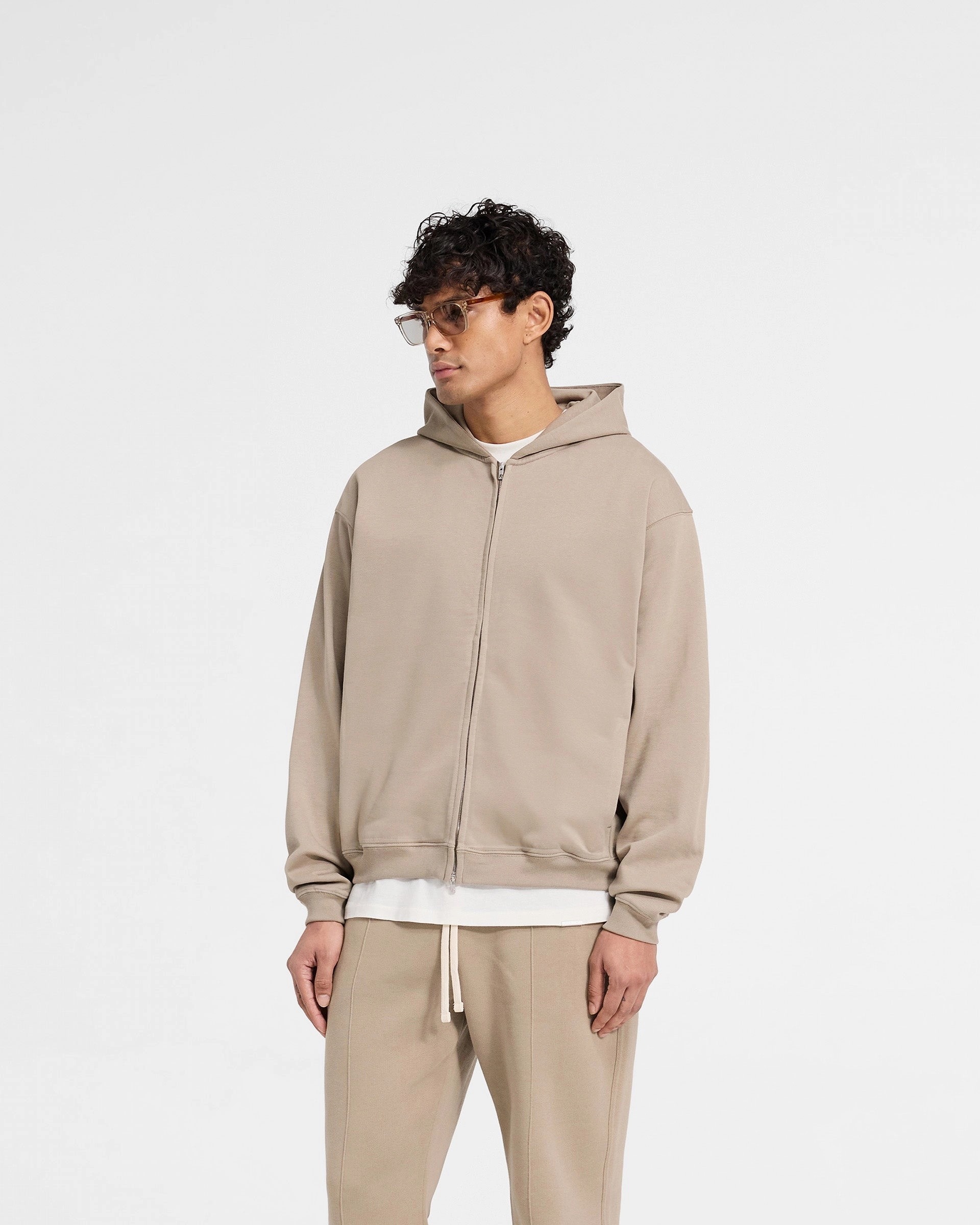 Initial Zip Hoodie - Dune Tagless Neck Snowboarding wear