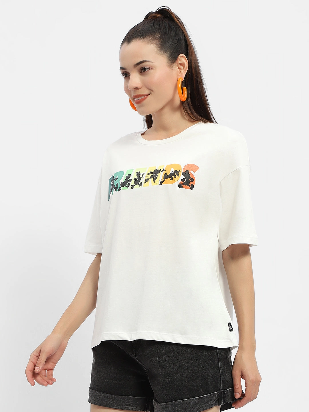 Madame Disney Graphic Print White Regular T-Shirt baby shower