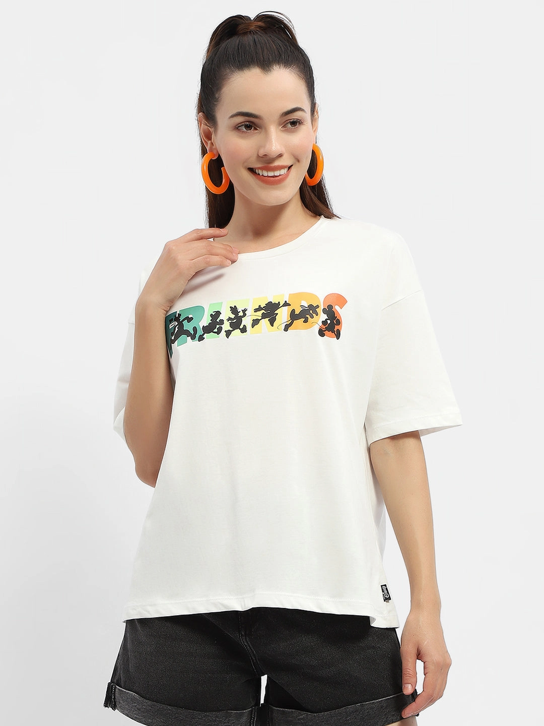 Madame Disney Graphic Print White Regular T-Shirt Hydrophobic coating Street Comfort Style