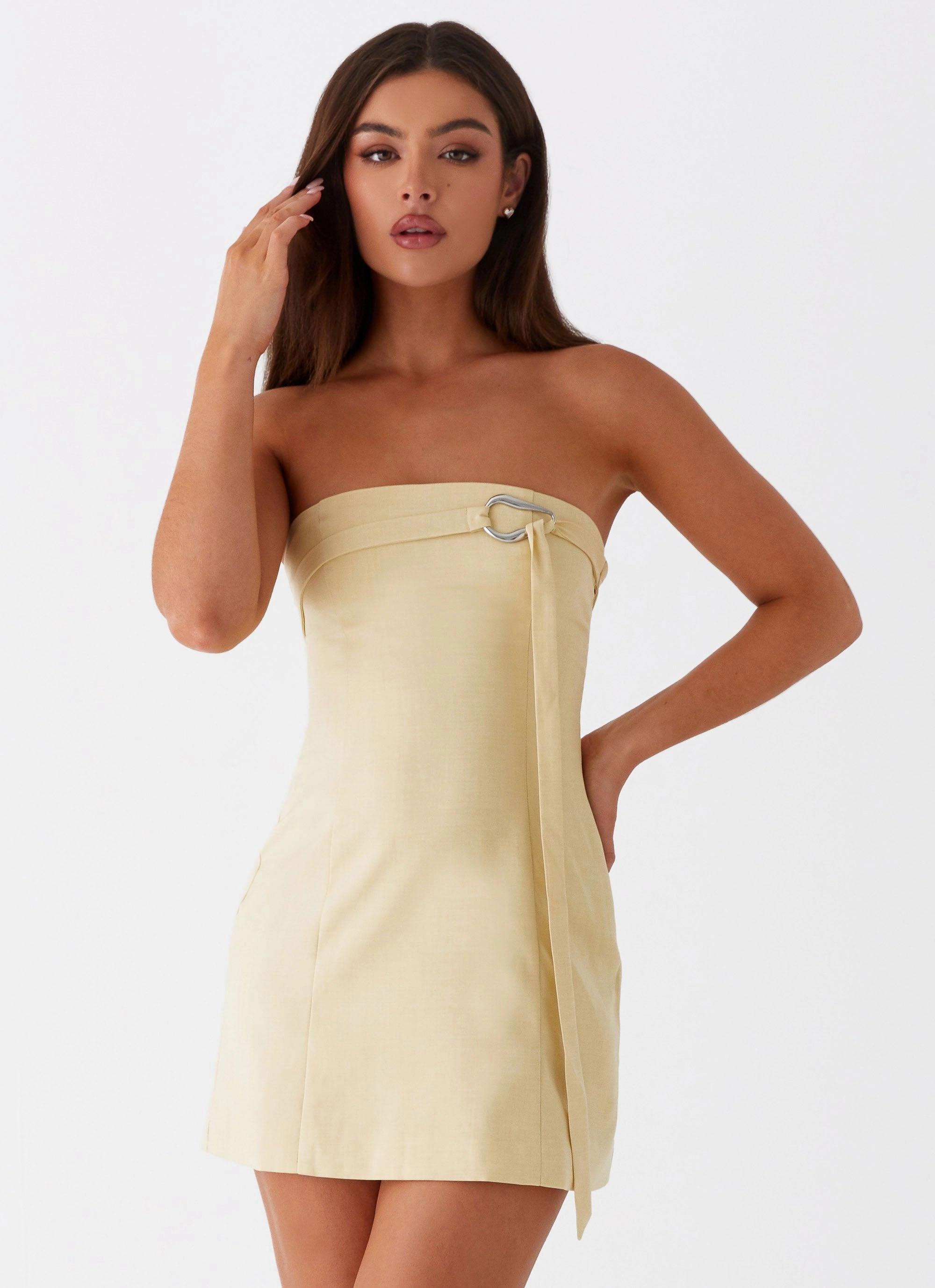 Minimalist Style Saskia Mini Dress - Yellow
