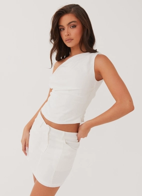 Soft Styling Eco conscious Marissa Linen Mini Skirt - White