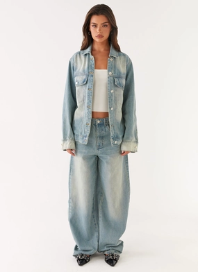 LightPadding WindResistant Coating Maxwell Denim Jacket - Washed Blue