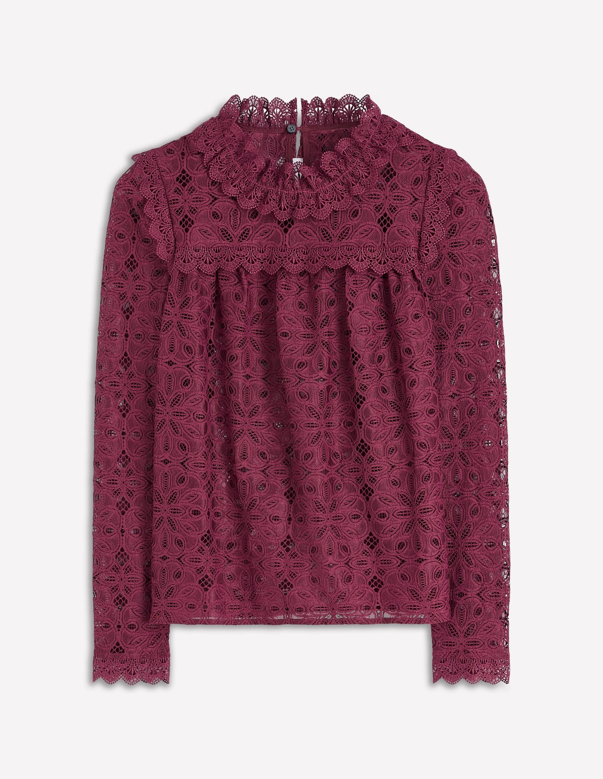 Lace Trim Detail Top-Deep Wisteria PreWashed Quick Access Slit