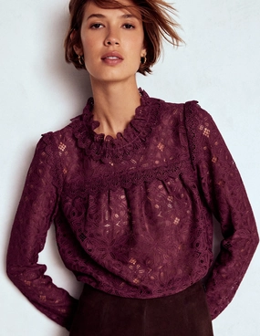 Lace Trim Detail Top-Deep Wisteria Summer Sweater