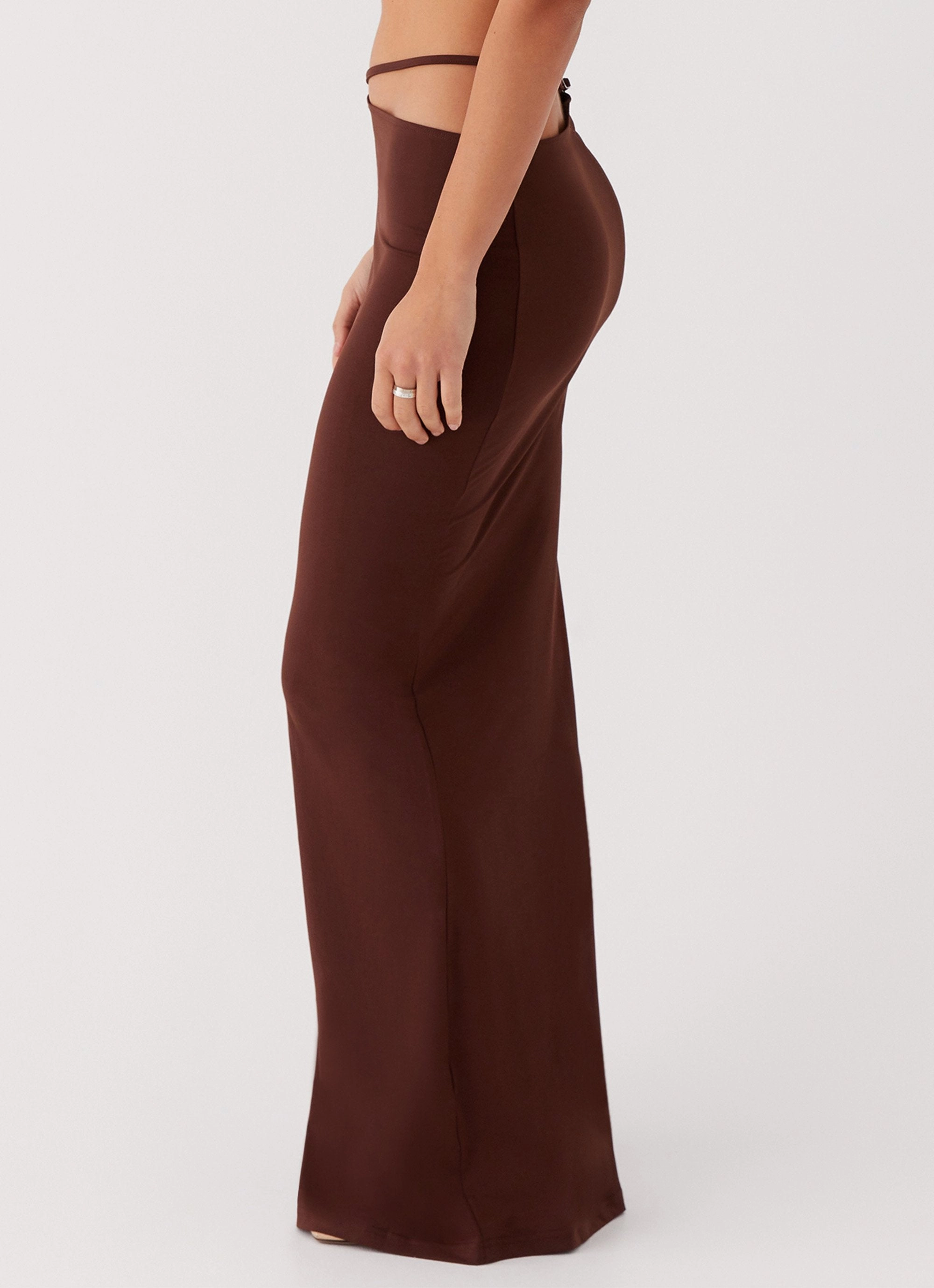 Like You Do Low Rise Maxi Skirt - Chocolate Biodegradable Fabric mix and match