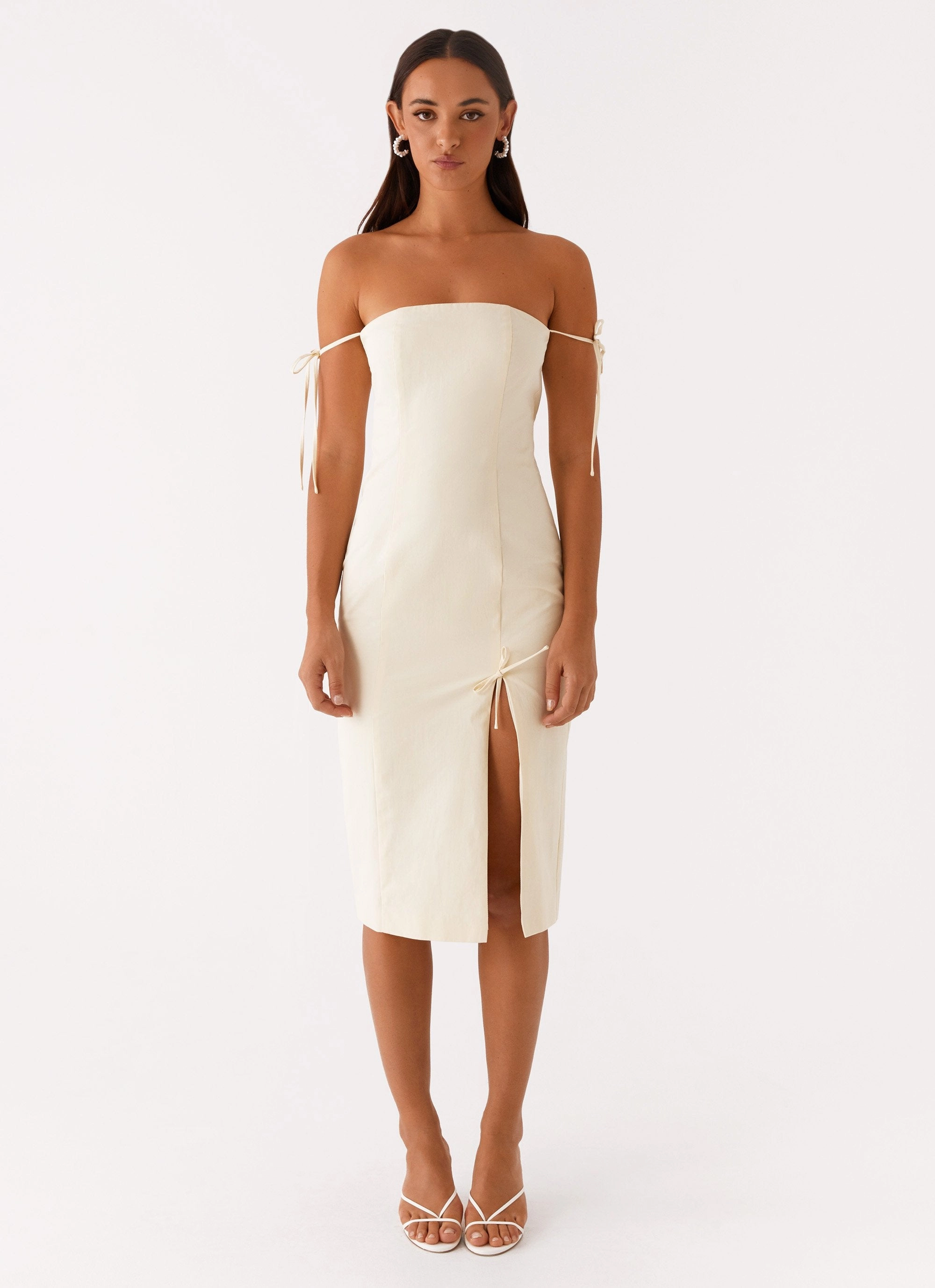 Elegant holiday wear Limelight Midi Dress - Lemon