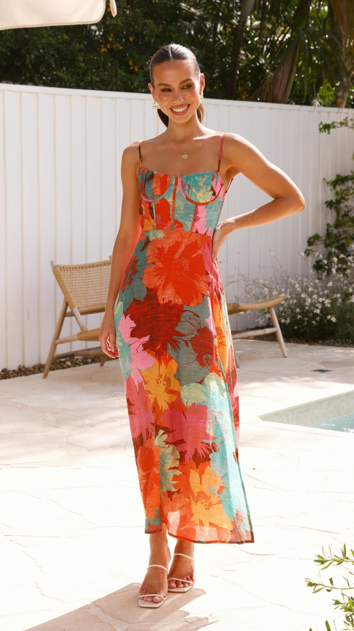 Polished Details Soft Composition Rahima Maxi Dress - Orange Floral