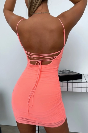 Tulle Flow Beach Moment Linda Mini Dress - Coral