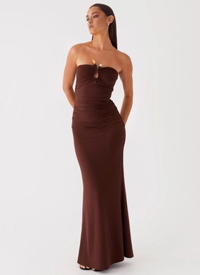 Profile Enhancer Sheer Overlay Rudy Maxi Dress - Brown