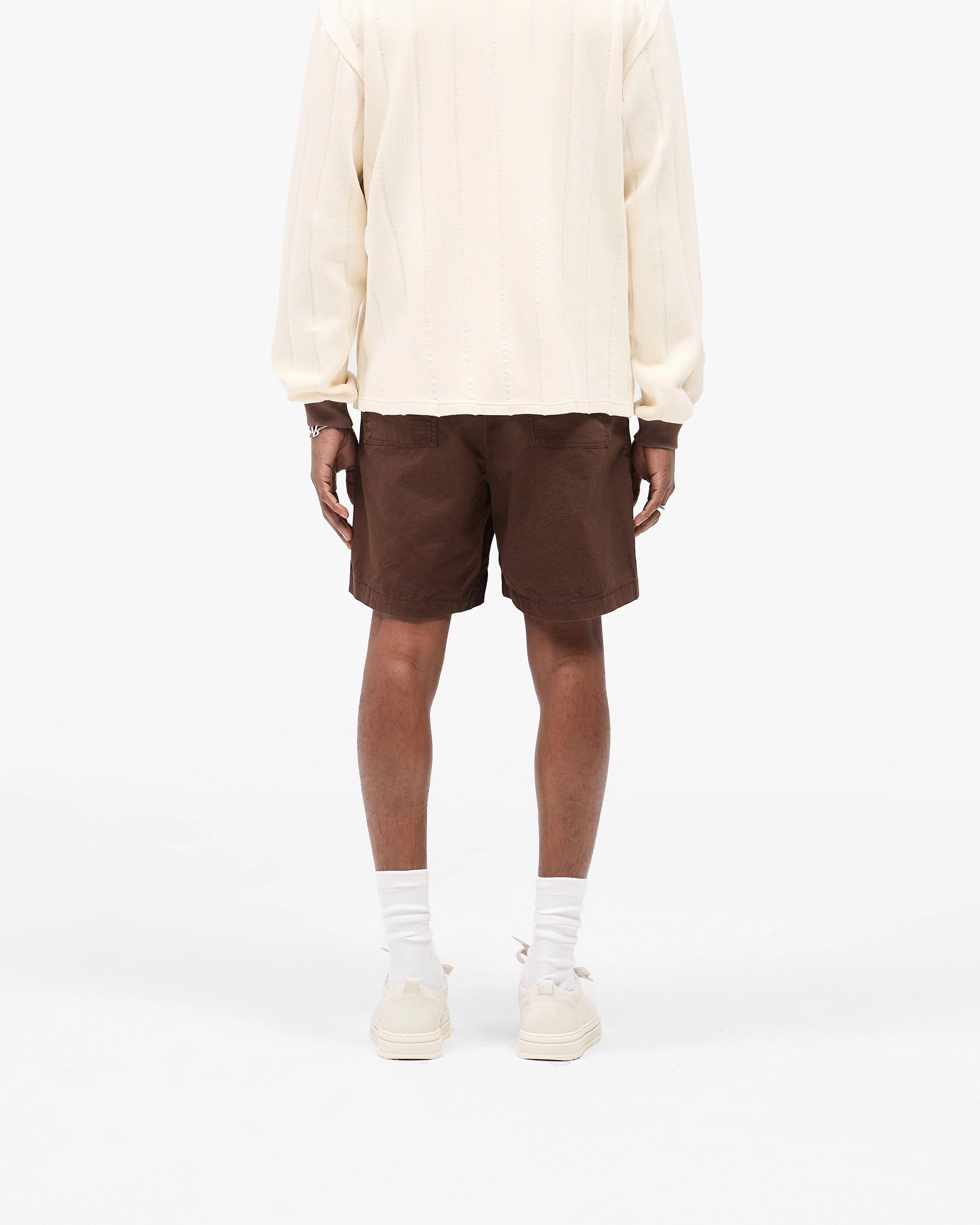 stripe design Front Pocket Cargo Short - Tobacco