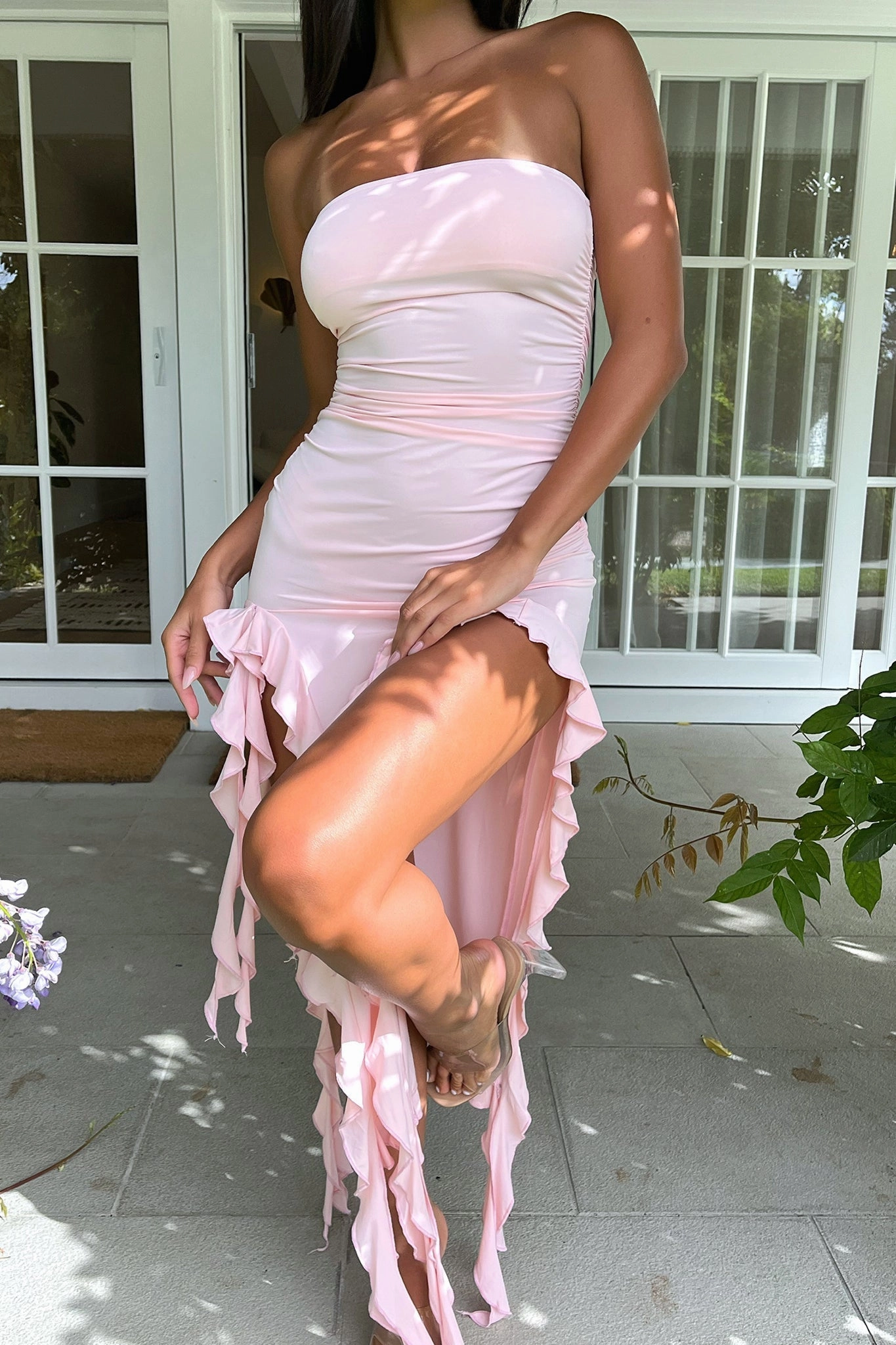 Lioness Rendezvous Strapless Dress - Blush Flattering Look Fit Cozy Vibes